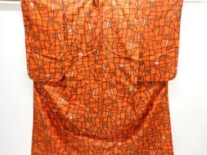 大正ロマン　抽象模様織り出し銘仙着物